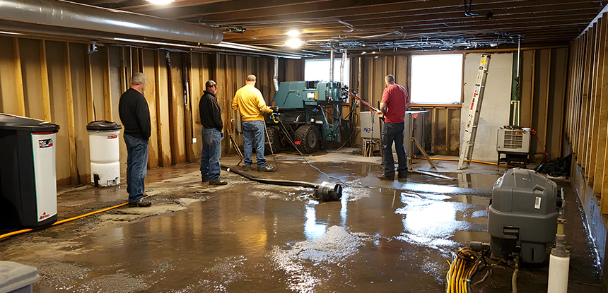 Cleaning Sewage From Basement Floor in Eudora