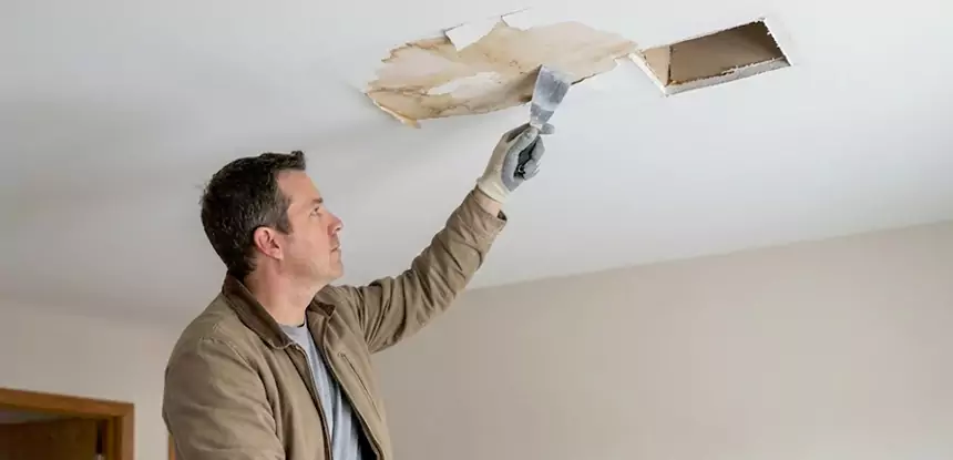 Ceiling Water Stain and Drywall Repair in Eudora